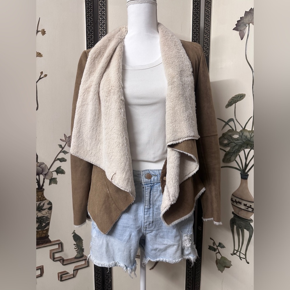 Michael Farrell Faux Suede Sherpa Lined Jacket Women’s Small Tan